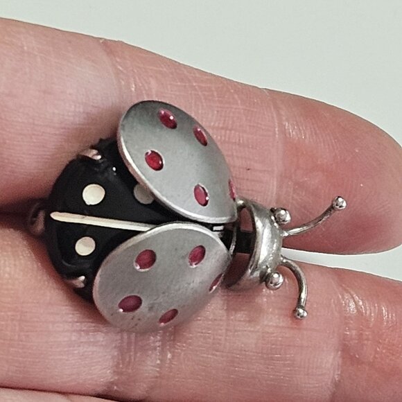 ***Last Chance!! Final Sale*** Beau Sterling Silver Vintage Lady Bug Brooch - Picture 3 of 10